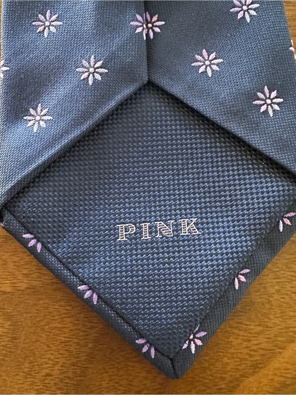 PINK Victoria's Secret Navy Tie with Pink Floral Motif